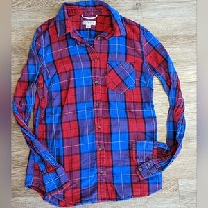 Merona Red & Blue Plaid Button Down Shirt Size XS/TP